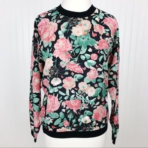 Lovers + Friends Black Pullover Rose Blouse XS